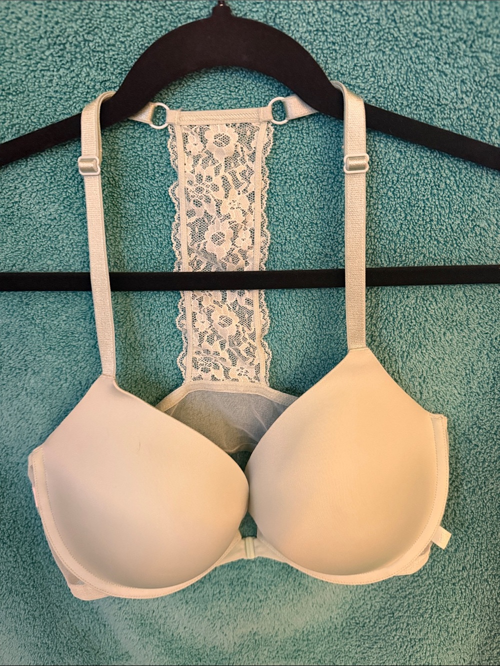 Victoria's Secret Cream Lace Racerback T-Shirt Bra